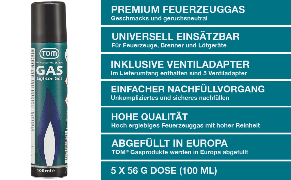 Feuerzeuggas 100ml 5er Set