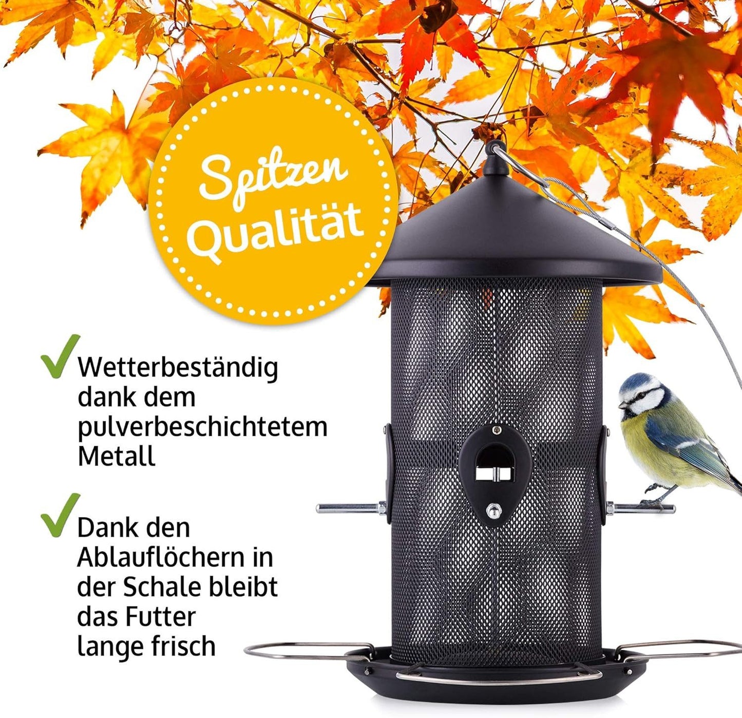 Futterstation Premium XL Vogelfutterspender Vogelfutterhaus Metall Futtersilo