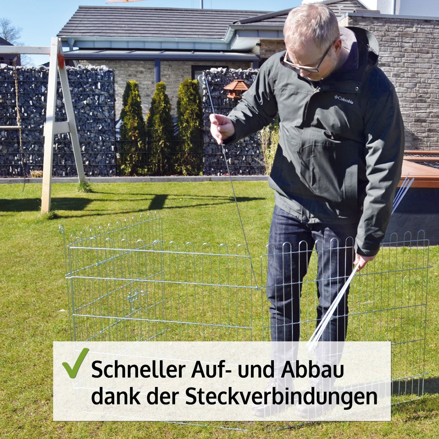 Auslaufgehege Kleingehege Tiergehege 8 Gitterelemente à 75 × 75 cm