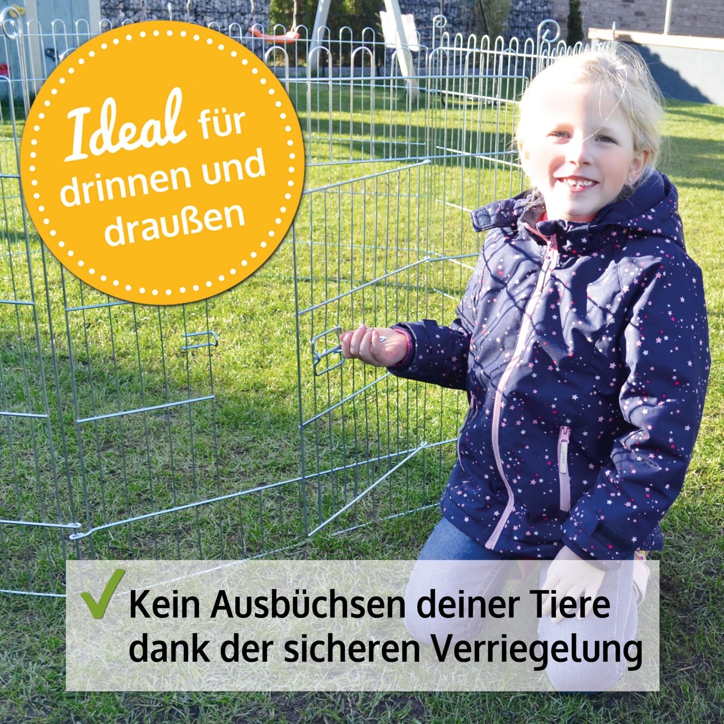 Auslaufgehege Kleingehege Tiergehege 8 Gitterelemente à 75 × 75 cm