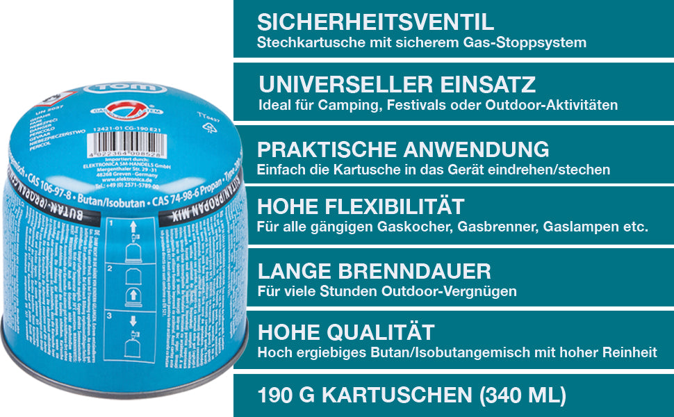 Gaskartusche Stechkartusche 12 mal 190g