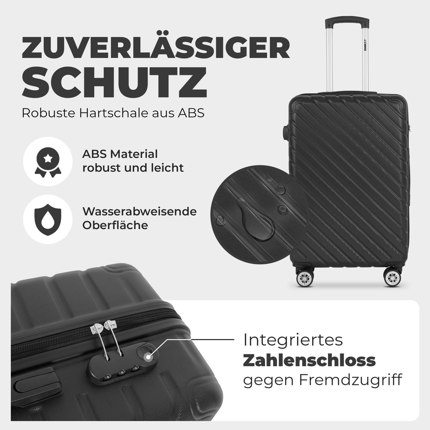 Kofferset 3-teilig Schwarz Koffer Reisen 20" 24" 28"
