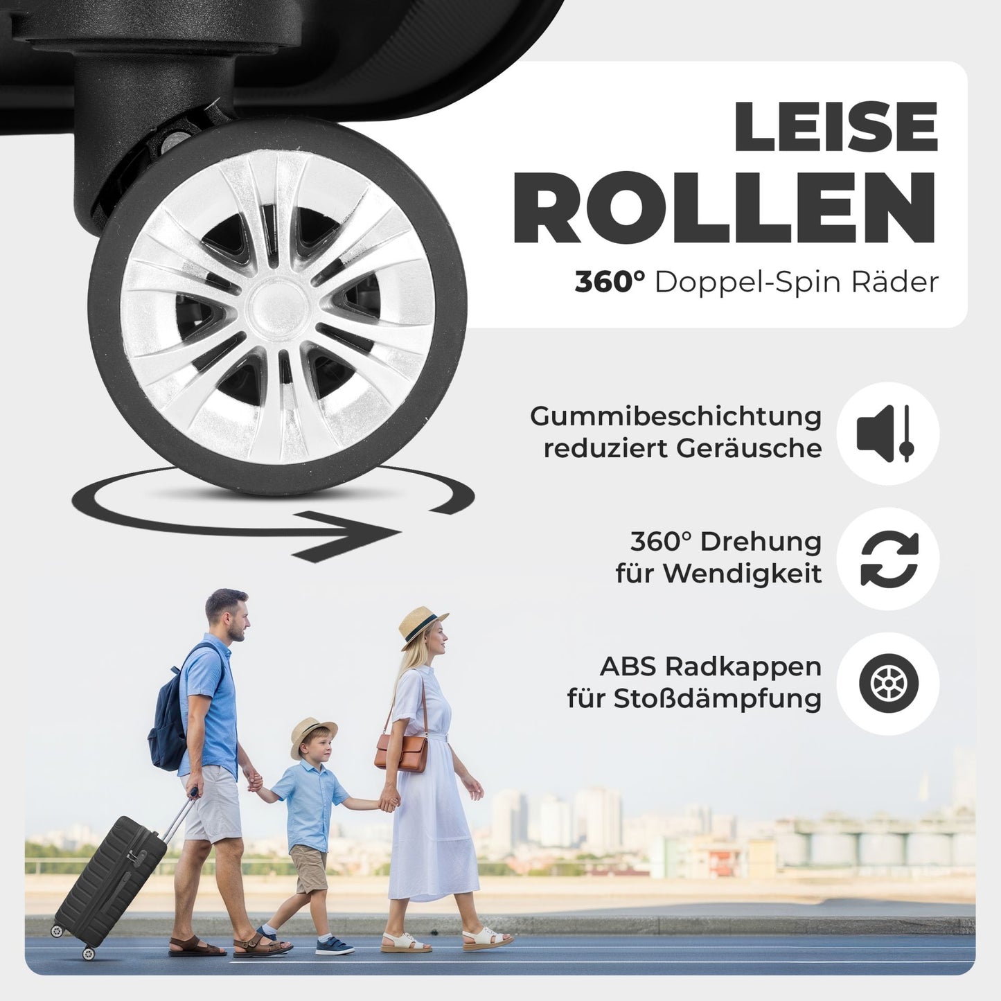 Kofferset 3-teilig Schwarz Koffer Reisen 20" 24" 28"