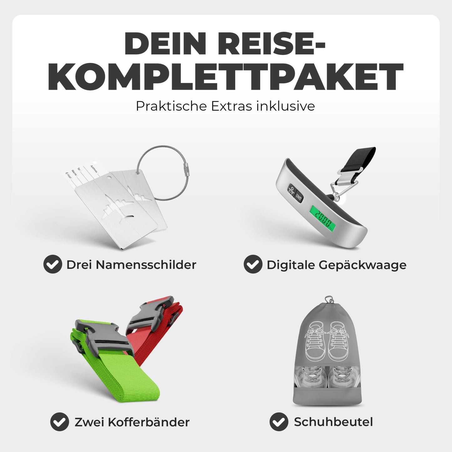 Kofferset 3-teilig Schwarz Koffer Reisen 20" 24" 28"