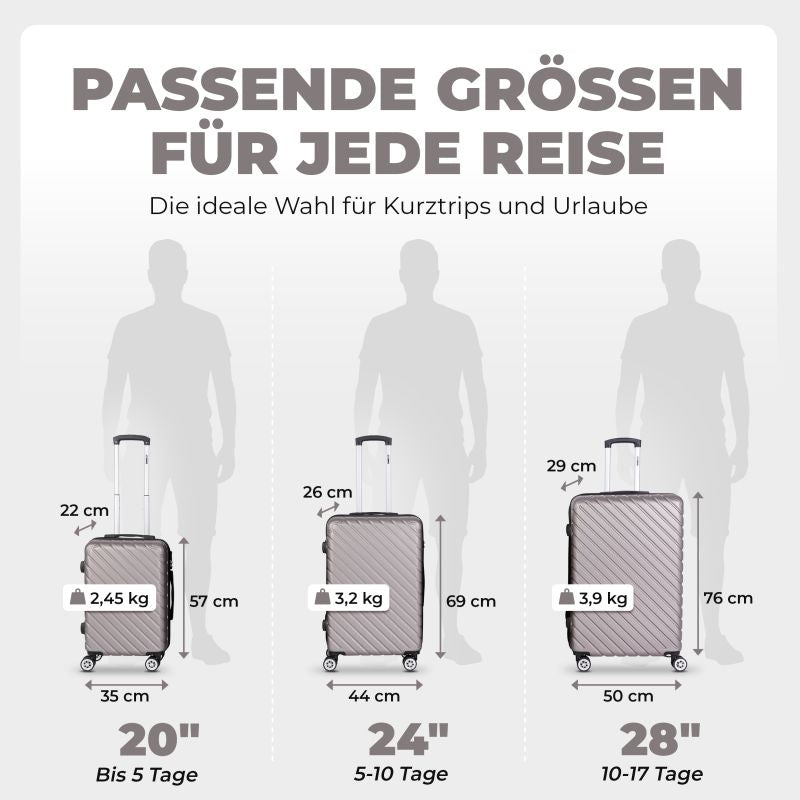 Kofferset 3-teilig Champanger Koffer Reisen 20" 24" 28"