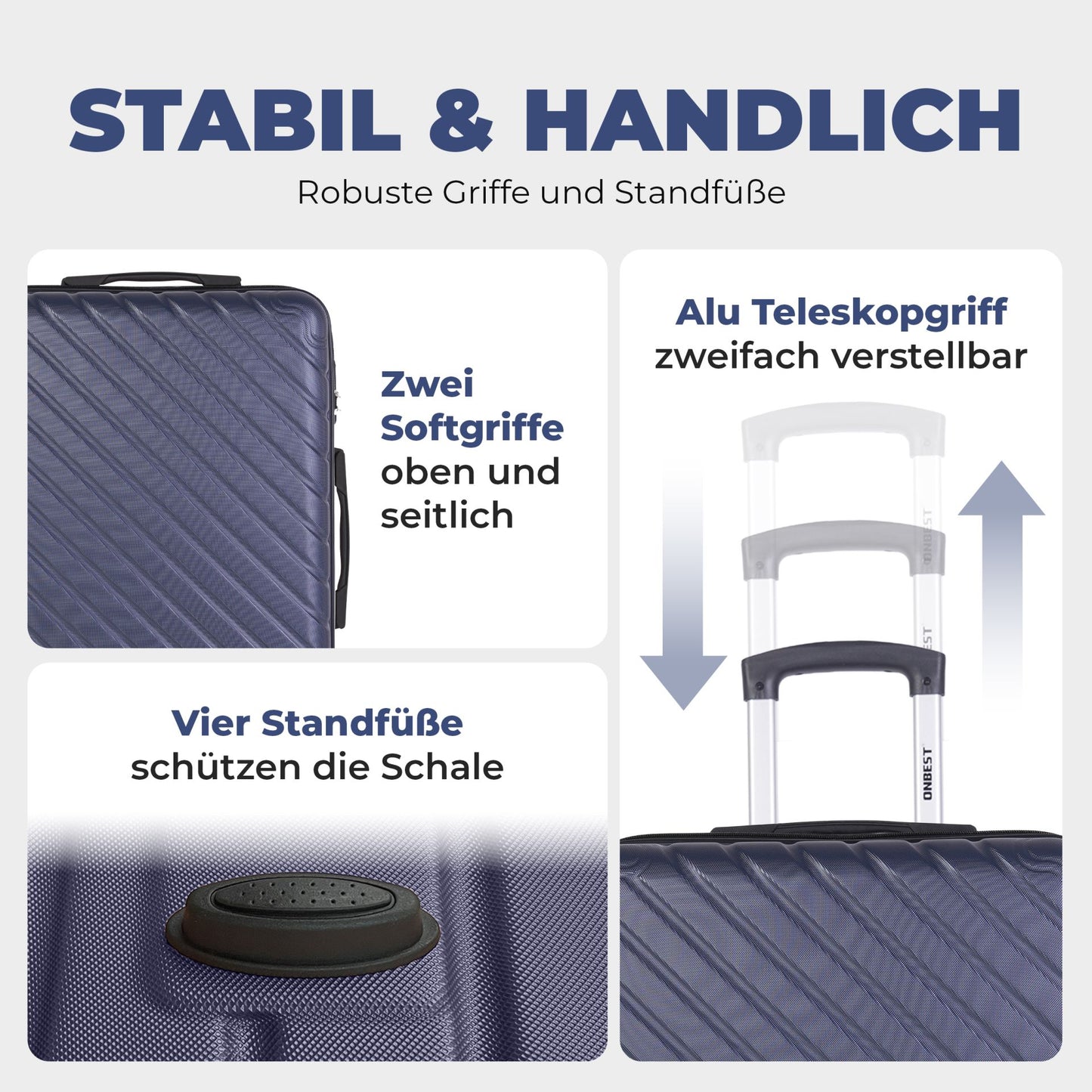 Kofferset 3-teilig Dunkel Blau Koffer Reisen 20" 24" 28"