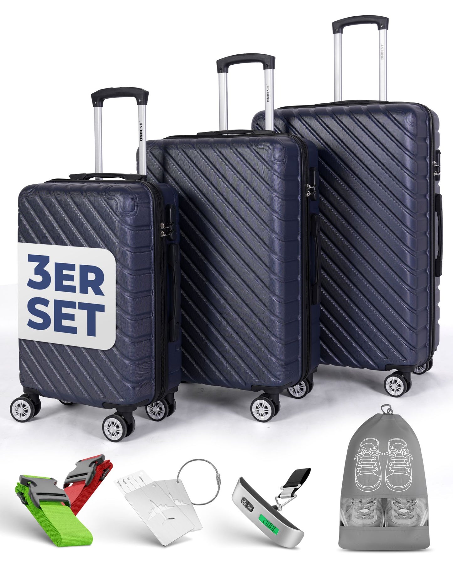 Kofferset 3-teilig Dunkel Blau Koffer Reisen 20" 24" 28"