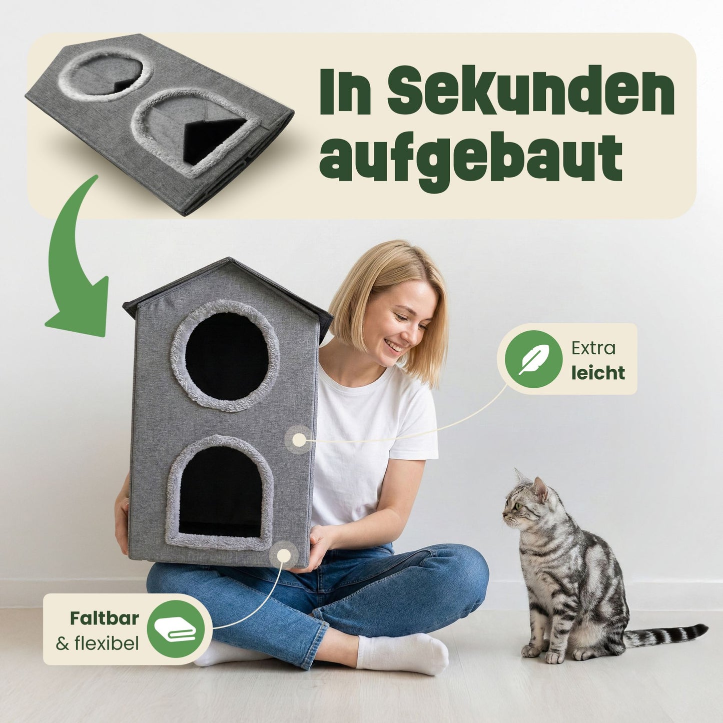 Katzenhütte Katzenhaus Katzenbox Katzenvilla Katzenhöhle 46611
