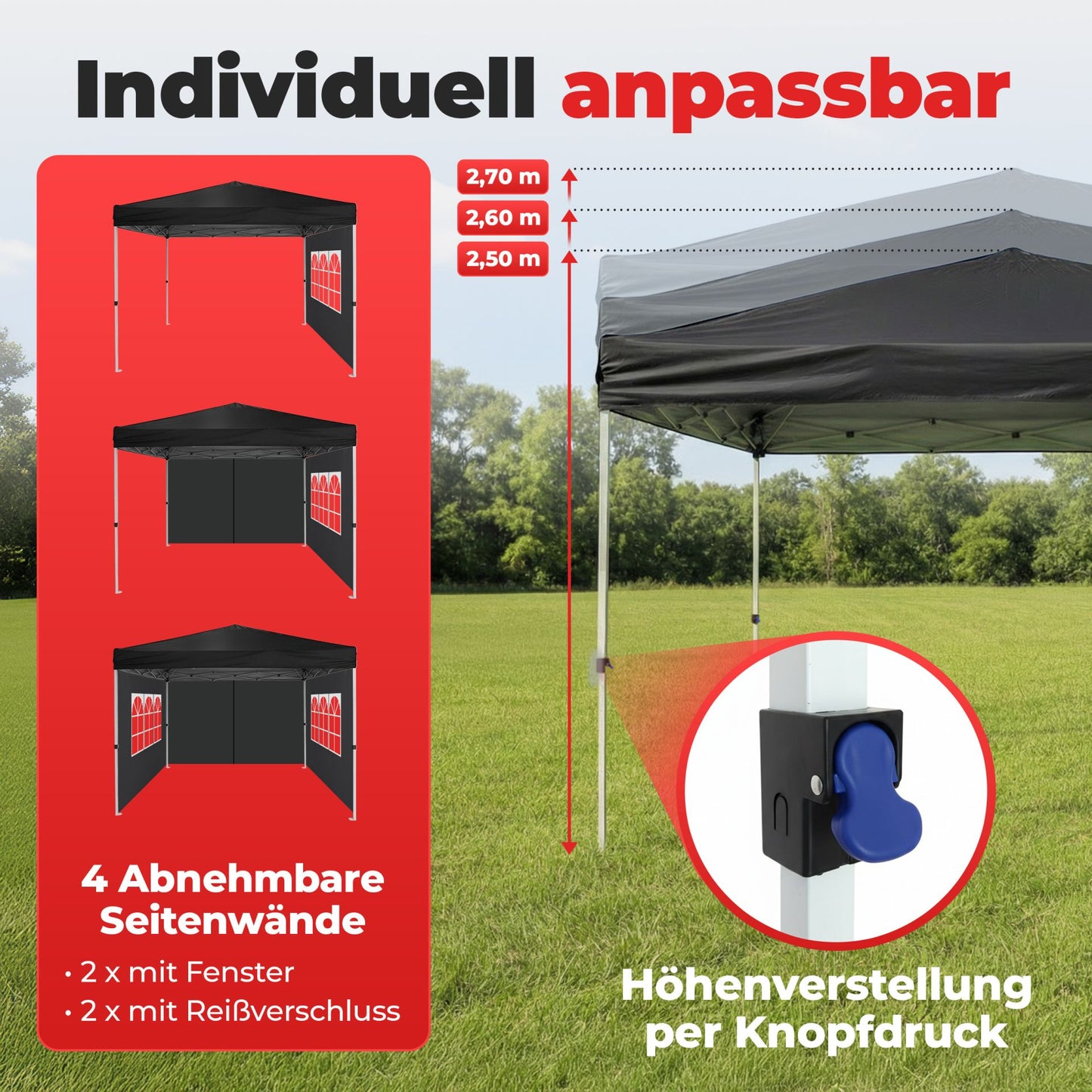 Pavillon Quickup Partyzelt Schwarz