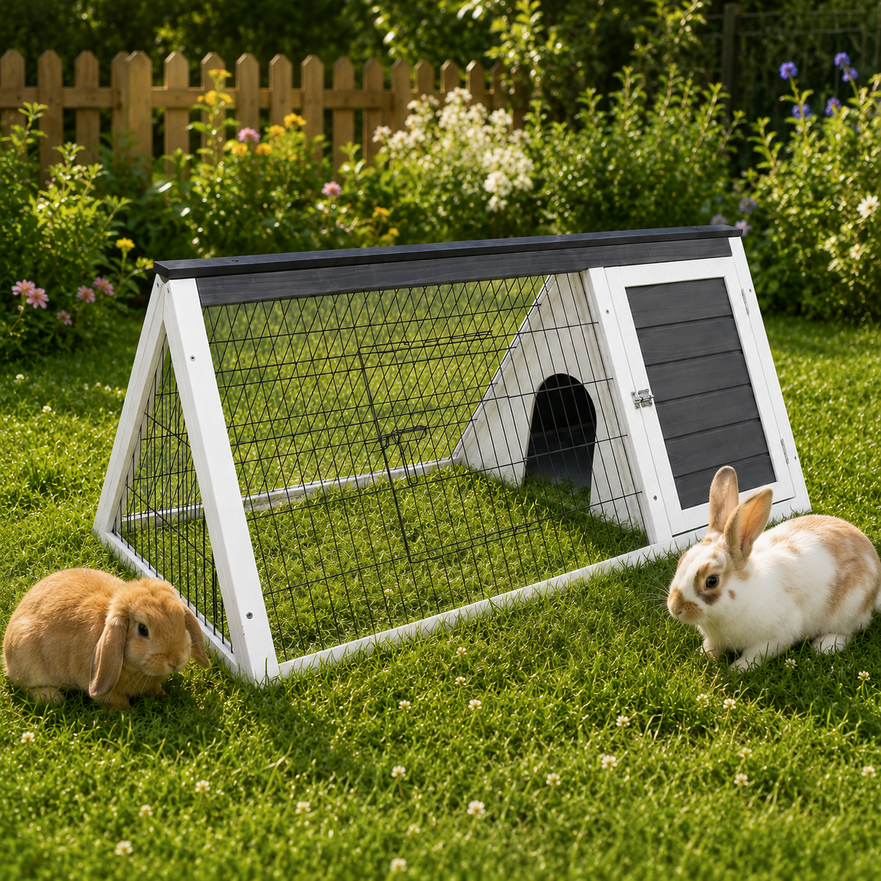 Kaninchenstall Hasenstall Meerschweinchenstall Grau Weiss