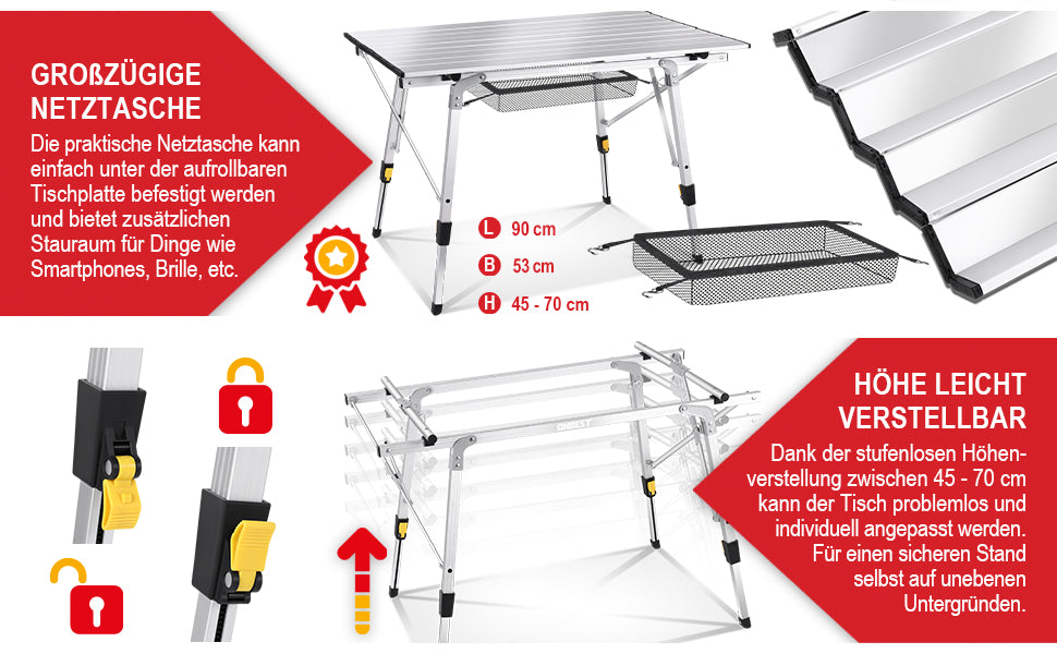 Camping Klapptisch Angeltisch Alugestell Gartentisch Silber