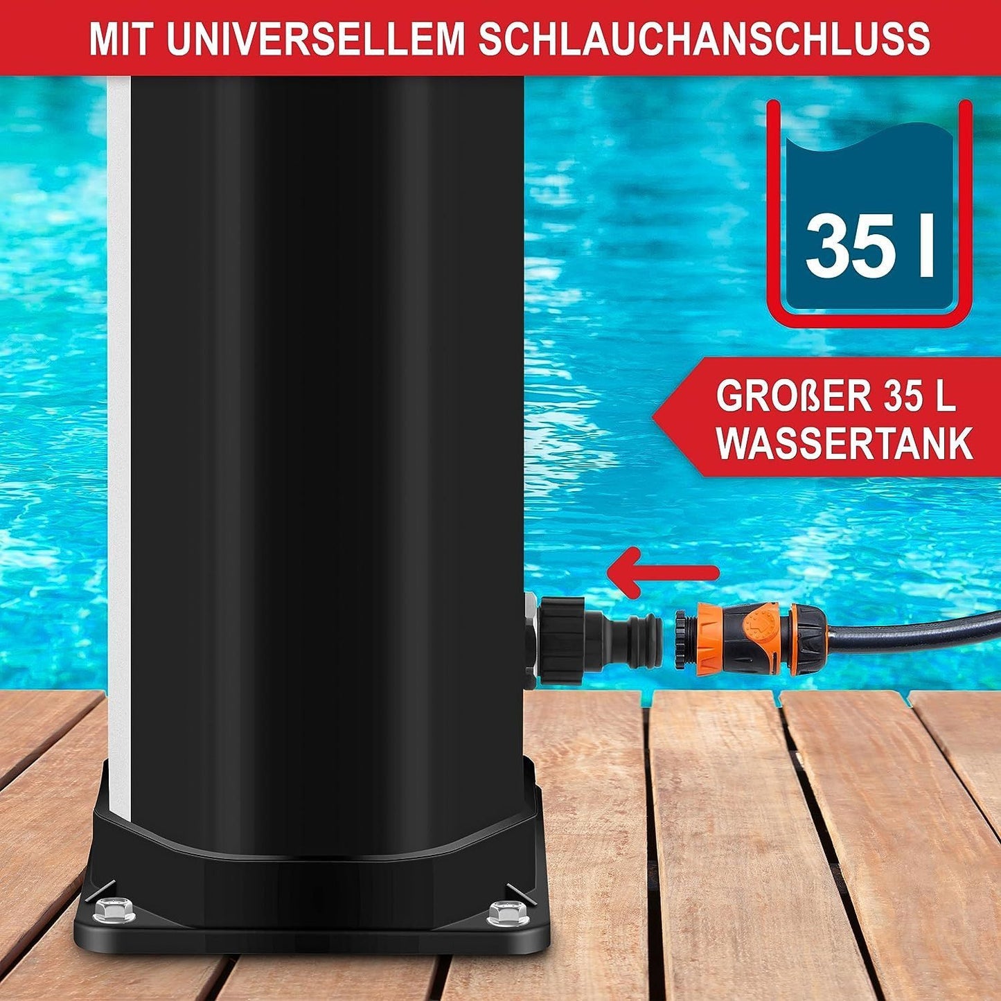 BITTE LESEN !!! Retourenware ! Solardusche Dusche Solar 35 Liter Solardsuche Garten mit Regenschutz Schwarz