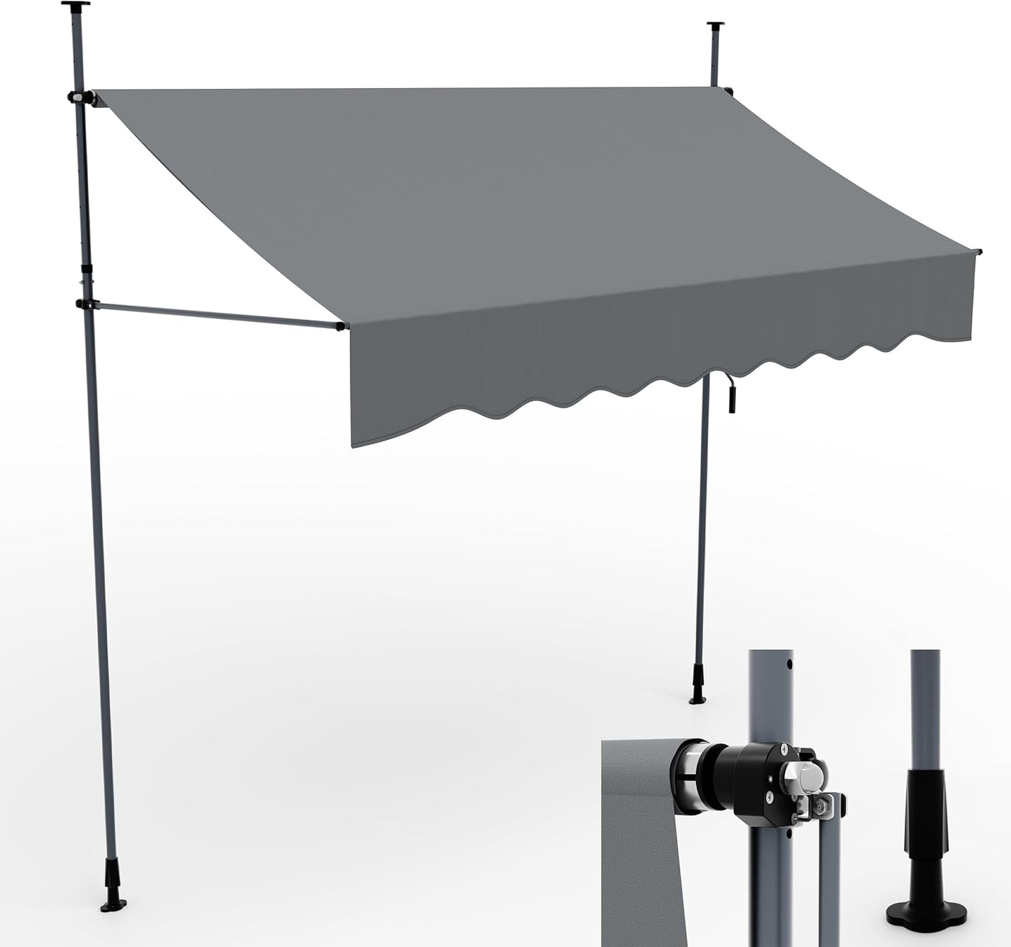 BITTE LESEN !!! Retourenware !! Balkonmarkise 3m x 1,2m Klemmmarkise aufrollbar Balkon Terrasse Sichtschutz Grau