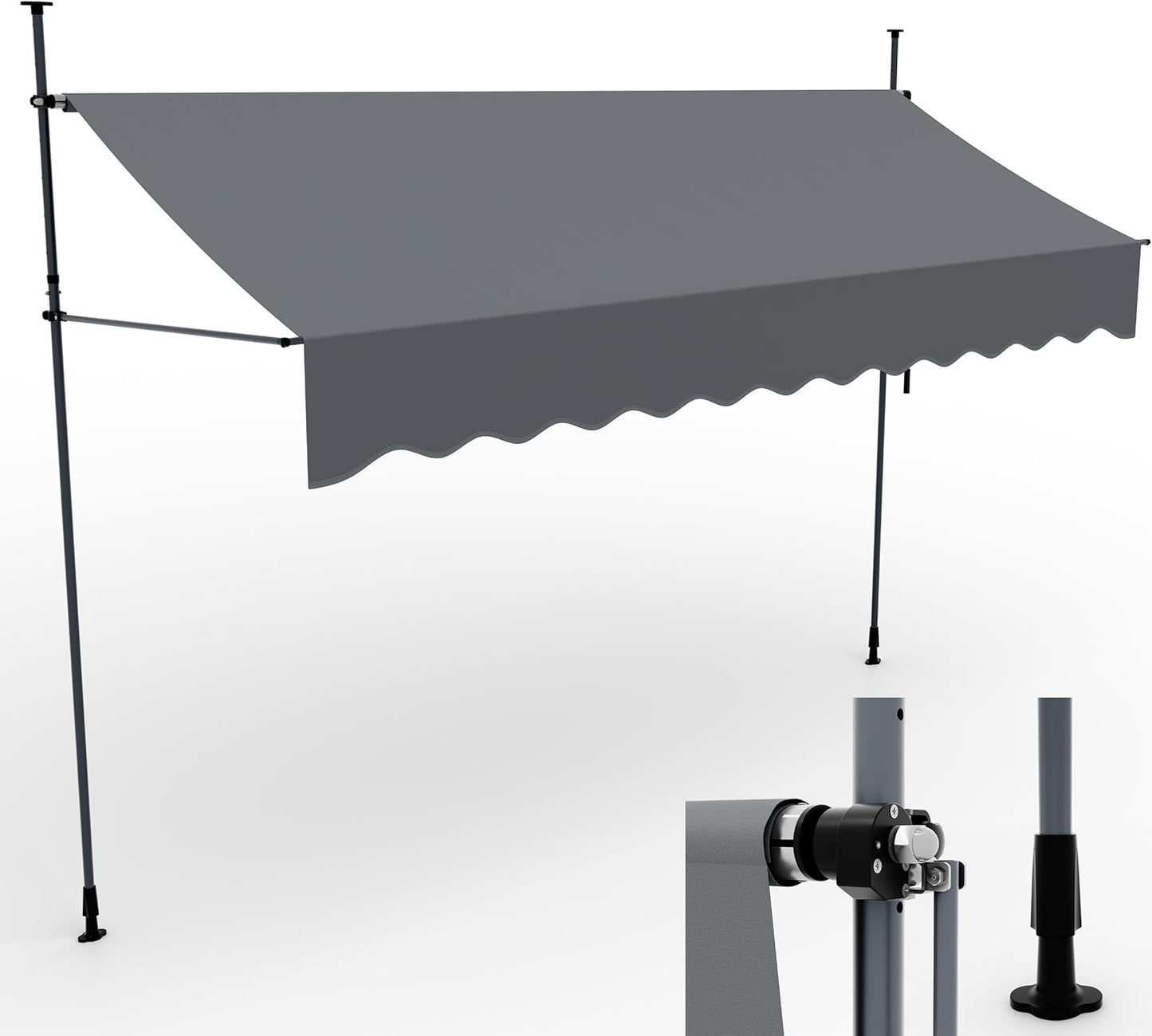 BITTE LESEN !!! Retourenware ! Sichtschutz 4m x 1,2m Klemmmarkise aufrollbar Balkonmarkise Balkon Terrasse Grau