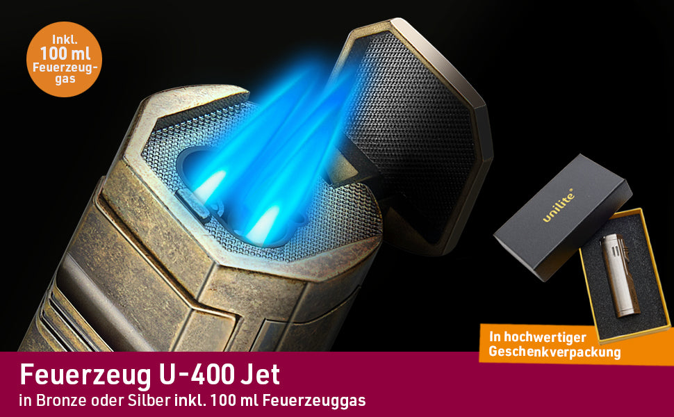 Unilite Feuerzeug Bronze Jet 491 Sturmfeuerzeug