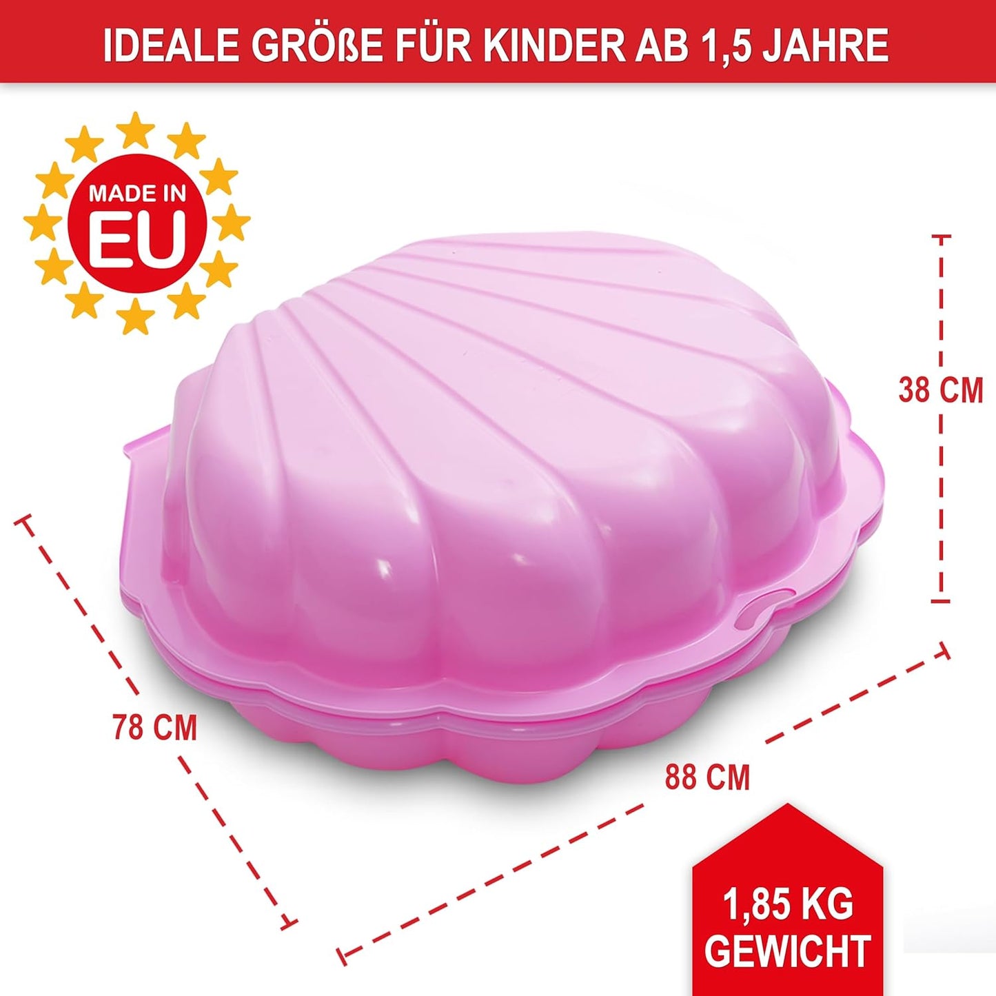 Sandkasten Muschel Rosa 88 x 78 x 38
