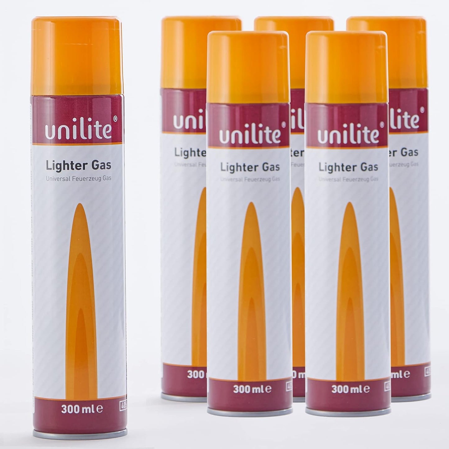 6 Dosen LG-300 UNILITE Feuerzeug Gas