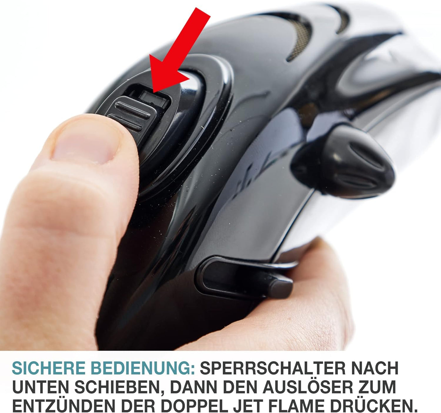 Flambierbrenner Set mit Doppel Jetflame und 5 x Butangas Kartuschen Schwarz GB-800