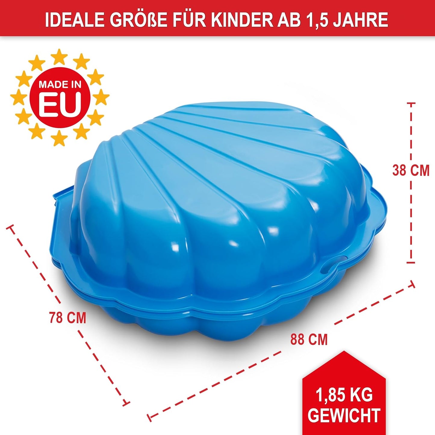 Sandkasten Muschel Blau 88 x 78 x 38