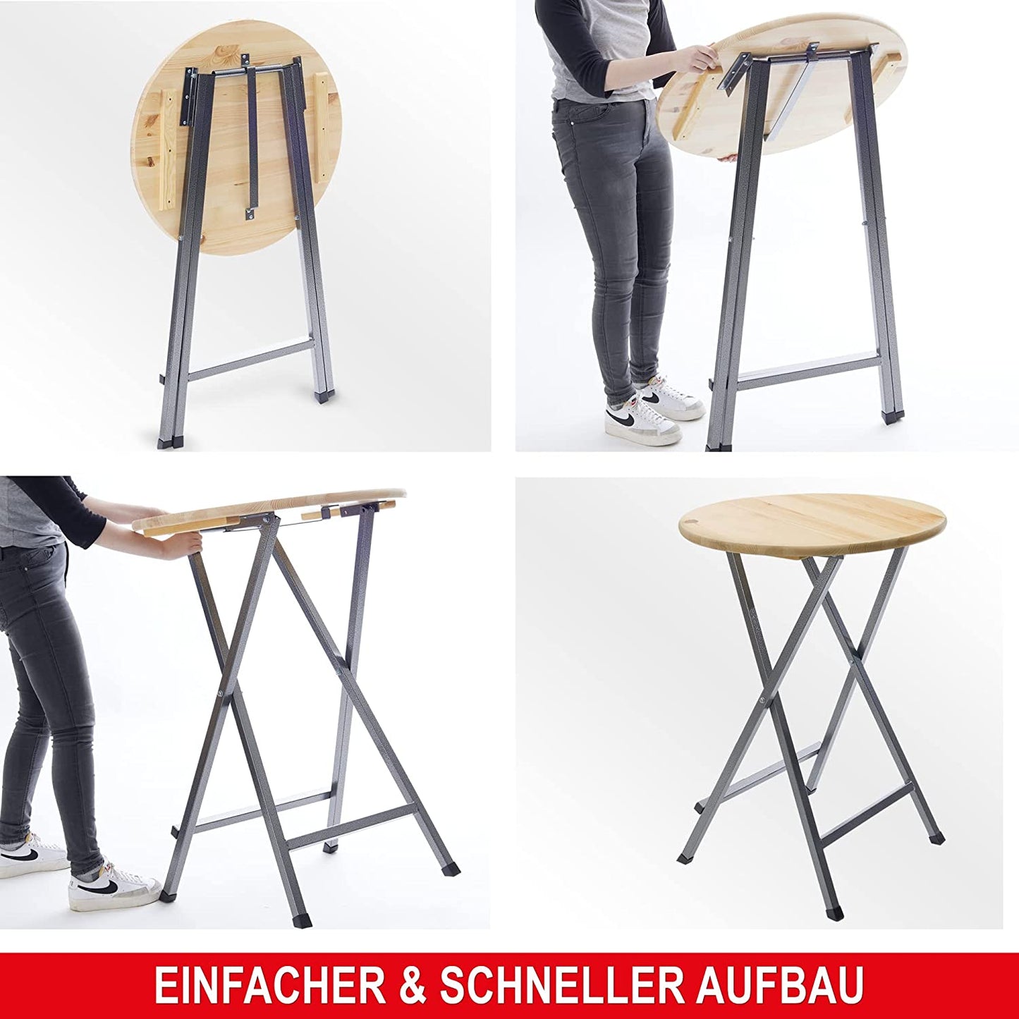 Stehtisch Gartentisch Klapptisch Bistrotisch Massive Tischplatte aus FSC Holz