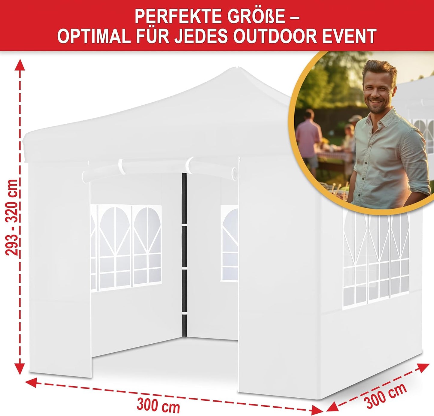 Pavillon Partyzelt Weiss Garten 3 x 3 Meter