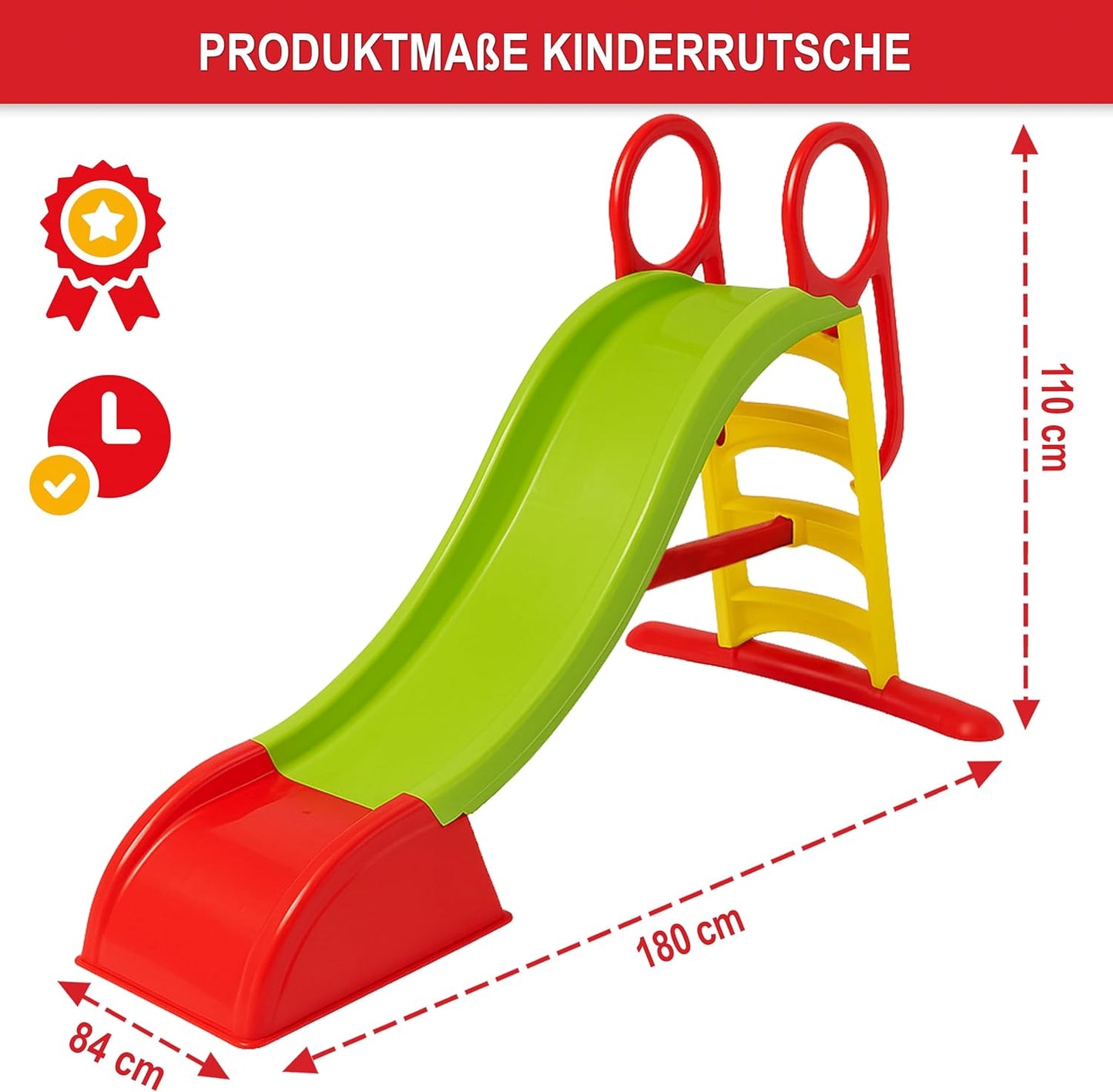 Kinderrutsche 180 cm Rutschbahn Babyrutsche ab 1 Jahr Kleinkind Outdoor Indoor