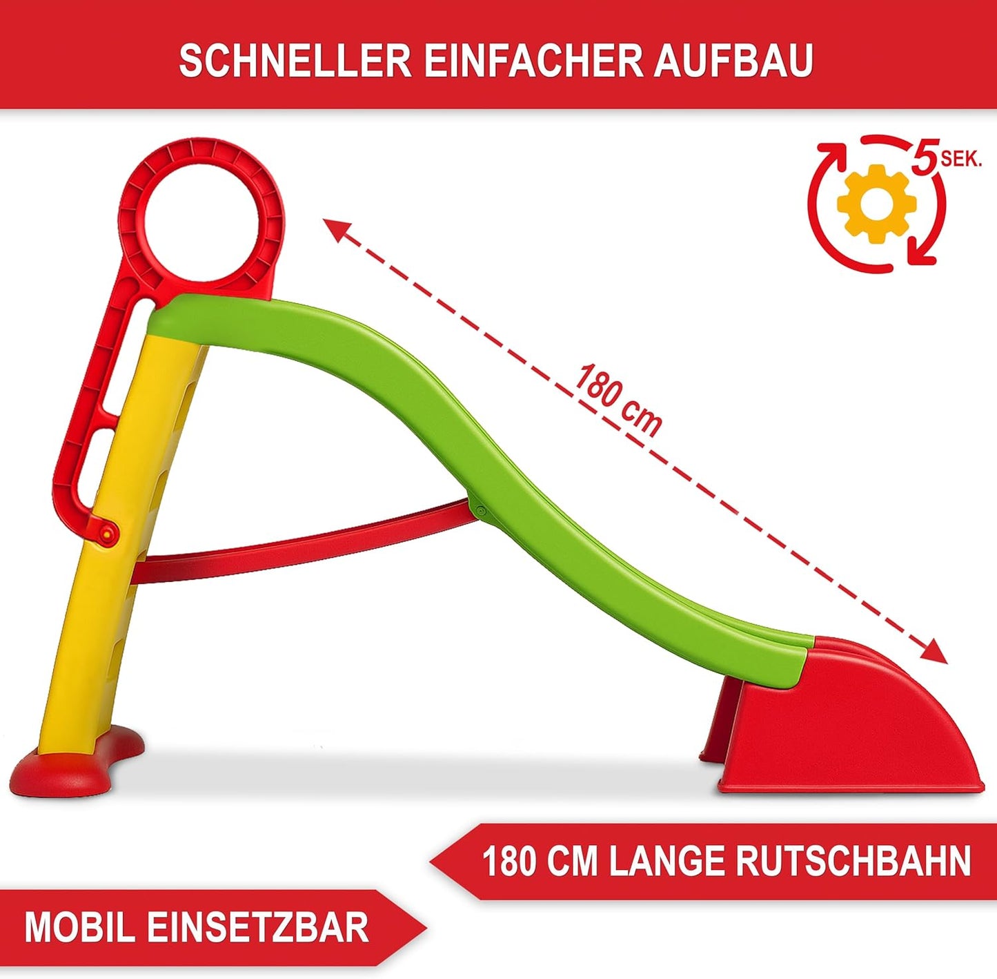 Kinderrutsche 180 cm Rutschbahn Babyrutsche ab 1 Jahr Kleinkind Outdoor Indoor