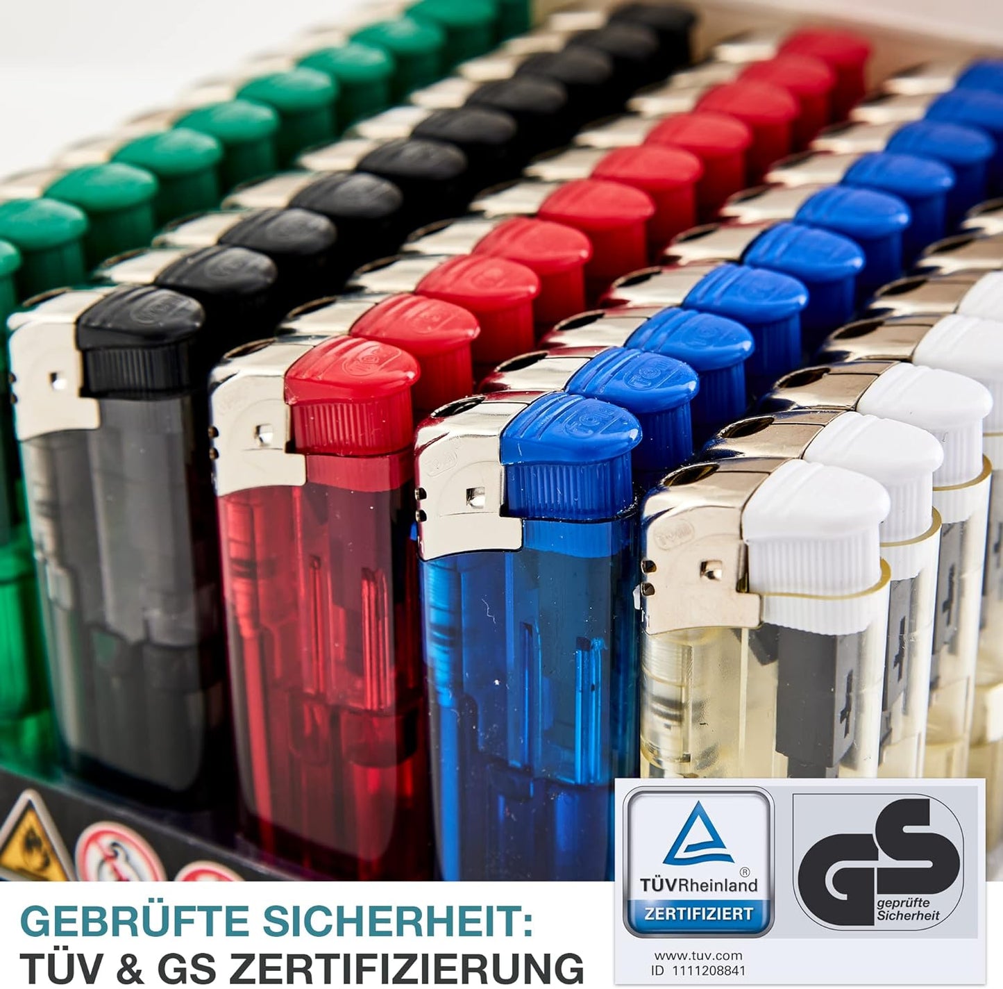 50 Elektro-Feuerzeuge mit Gas befüllt 5 Farben Elektronik Feuerzeug Gasfeuerzeug