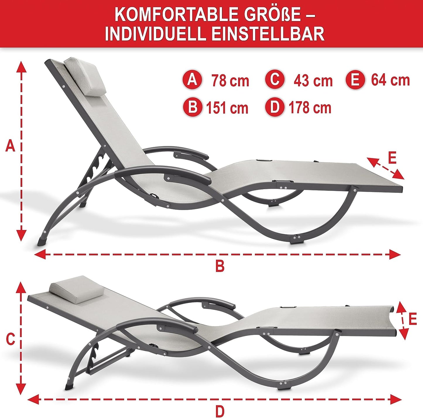 Gartenliege Relaxliege Liege Lounger Sonnenliege Outdoor Beige/Creme
