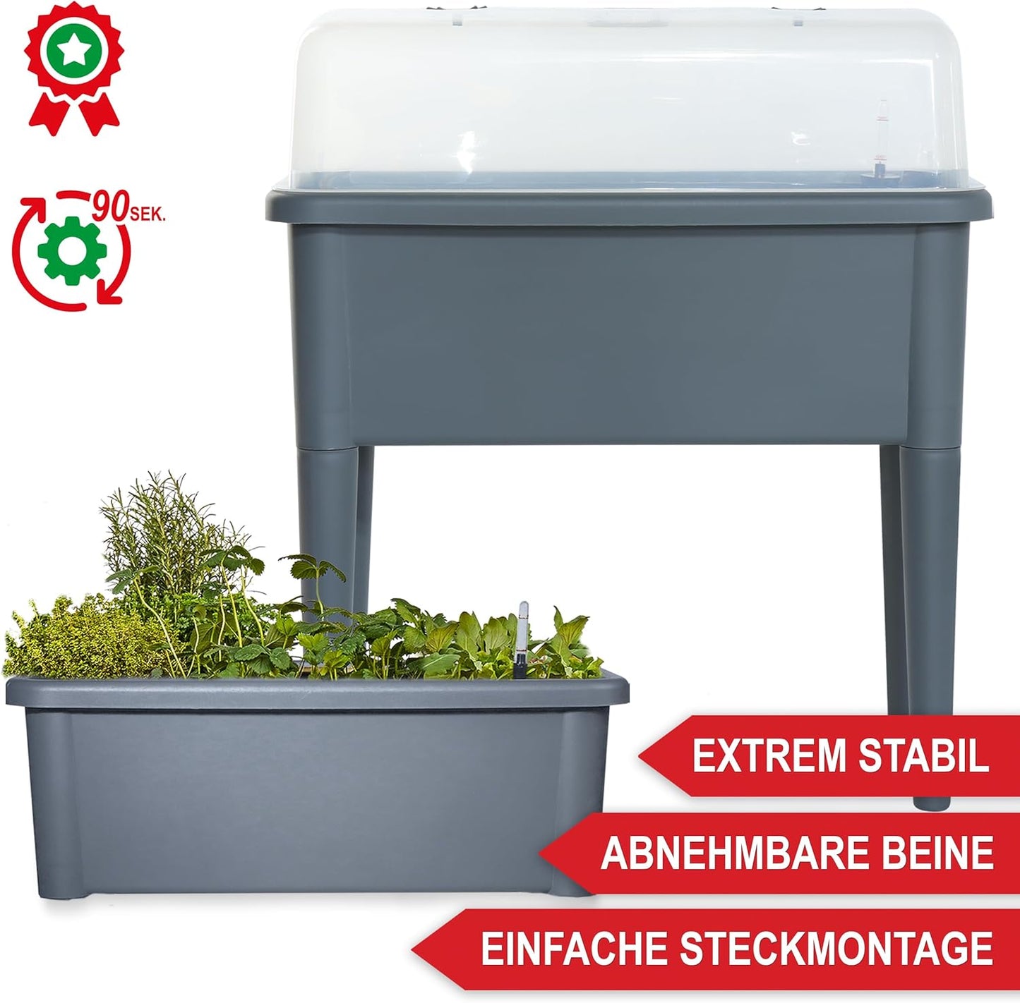 Hochbeet Frühbeet Kräuterhochbeet Anzucht Pflanzkasten Grau