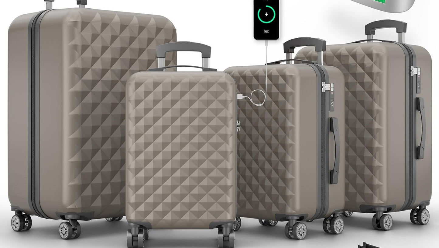 BITTE LESEN !!! Retourenware ! Hartschalenkoffer Kofferset 4-TLG. Reisetrolley Hand Koffer Champanger