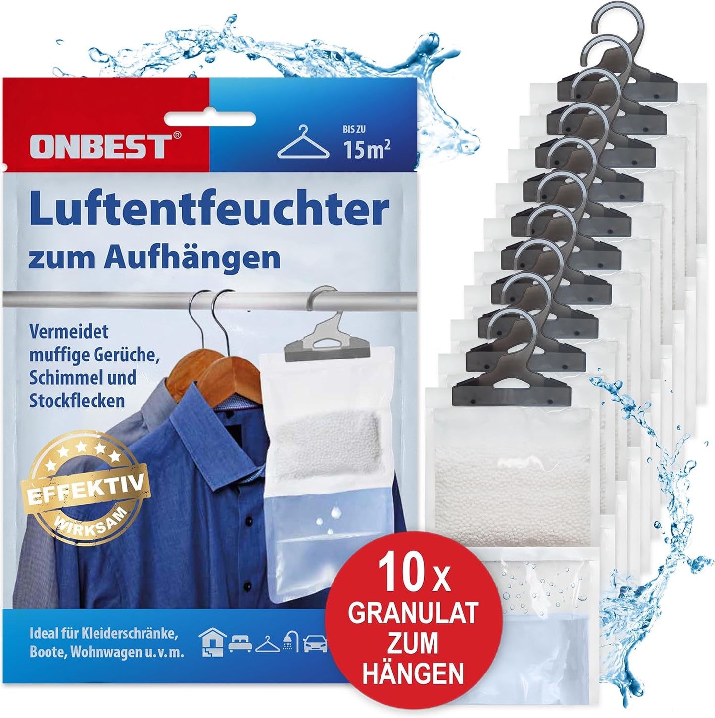 10x Luftentfeuchter Set zum Aufhängen Effektive Luftentfeuchter mit 500 ml Beutel