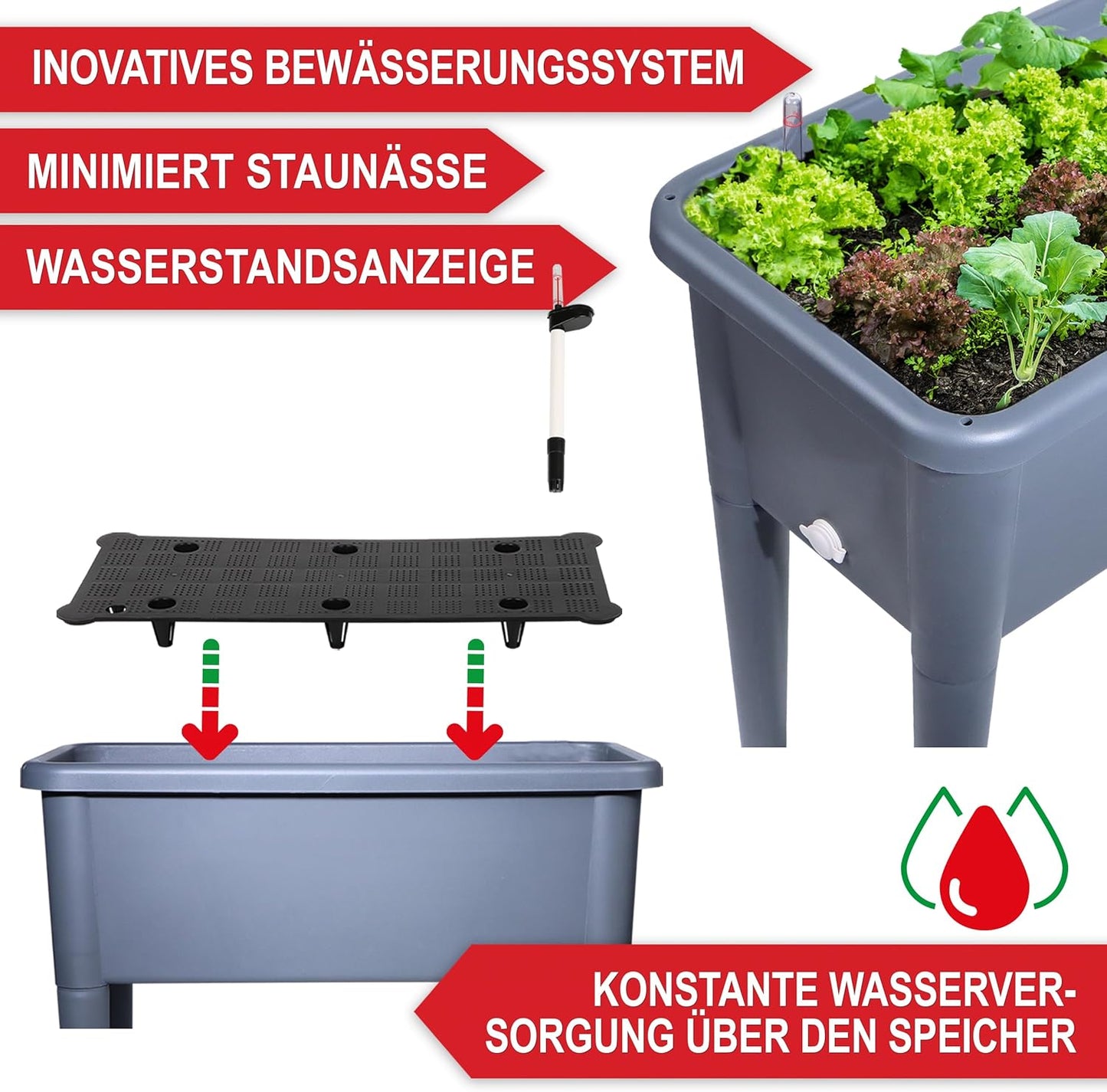 Hochbeet Frühbeet Kräuterhochbeet Anzucht Pflanzkasten Grau