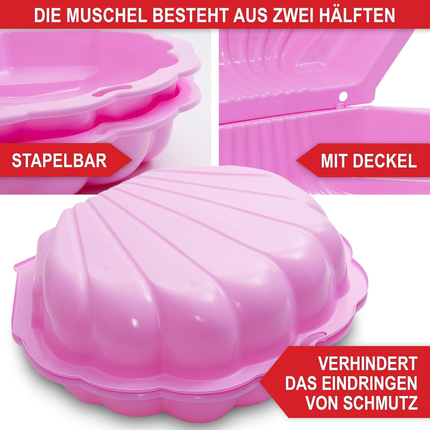 Sandkasten Muschel Rosa 88 x 78 x 38