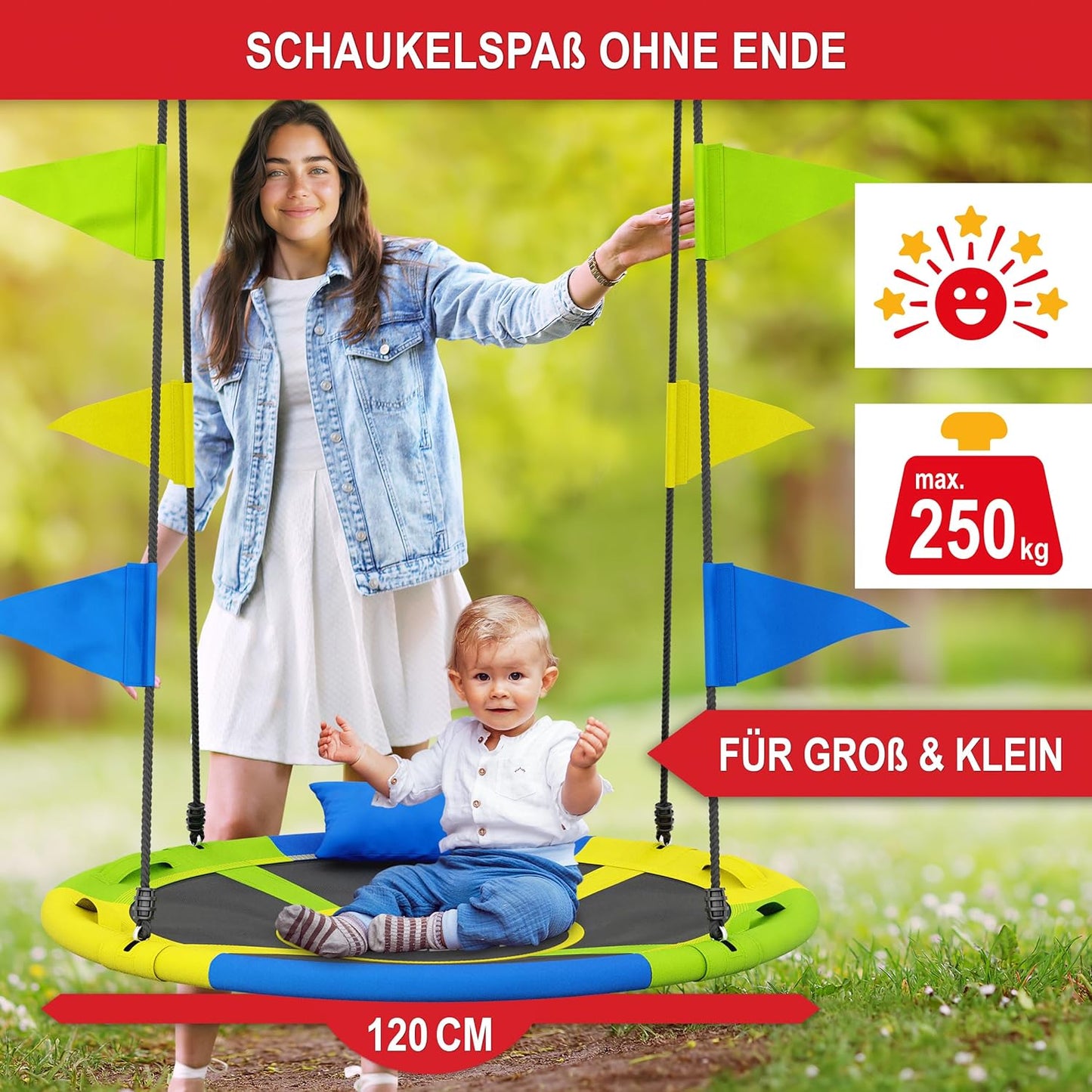 BITTE LESEN !!! Retourenware ! Hängeschaukel Nestschauckel Tellerschaukel 120T x 120B x 180H cm