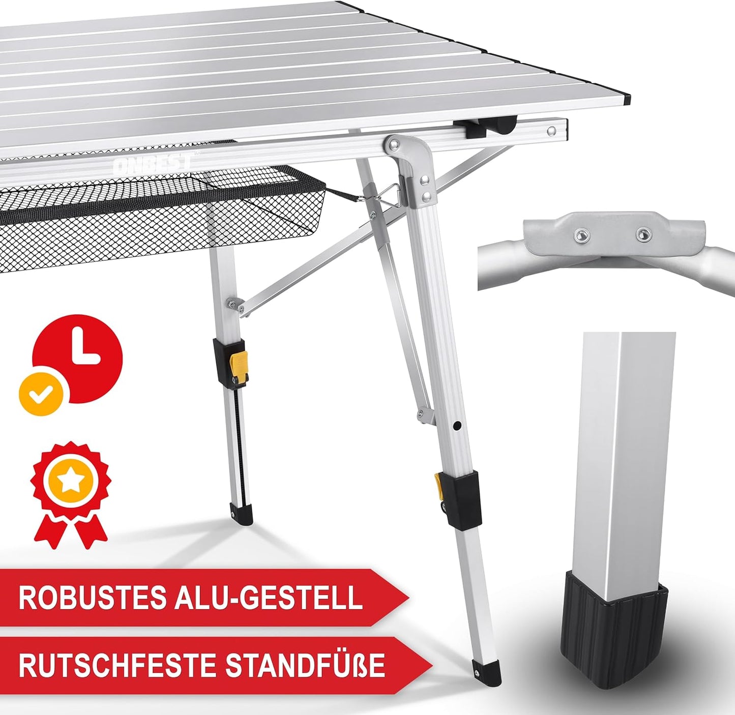 BITTE LESEN !!! Retourenware ! Camping Klapptisch Angeltisch Alugestell Gartentisch 2 Personen Silber