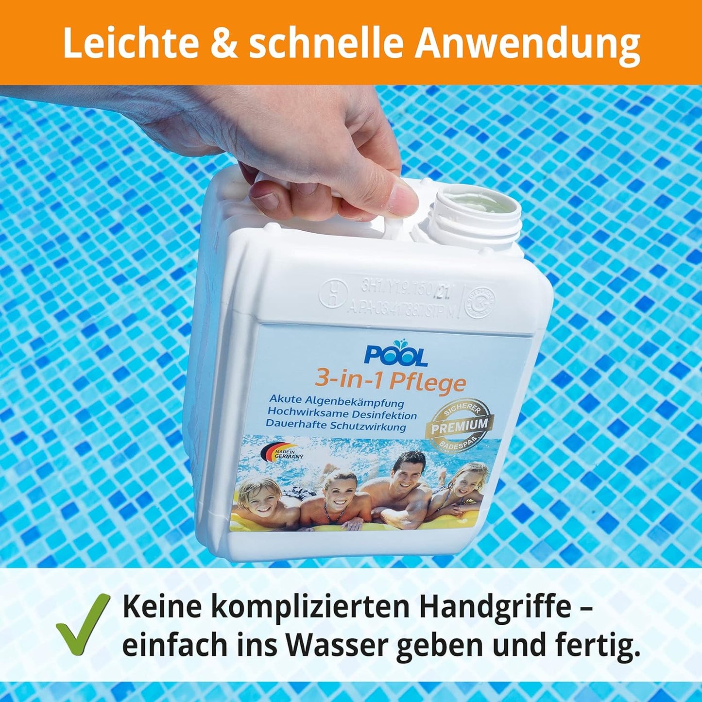3-in-1 Flüssigkeit, Poolreinigung Wasserpflege Desinfektion und Säuberung