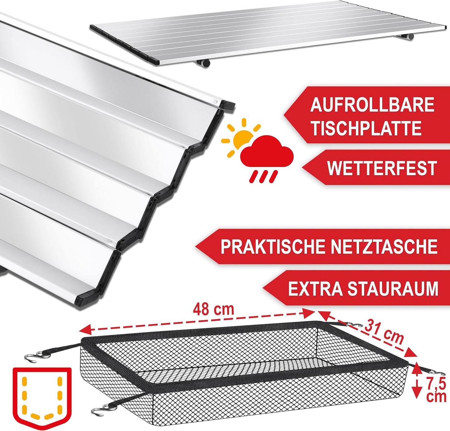 BITTE LESEN !!! Retourenware ! Camping Klapptisch Angeltisch Alugestell Gartentisch 2 Personen Silber