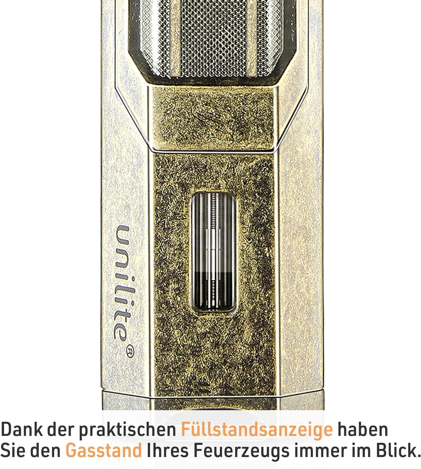Unilite Feuerzeug Bronze Jet 491 Sturmfeuerzeug