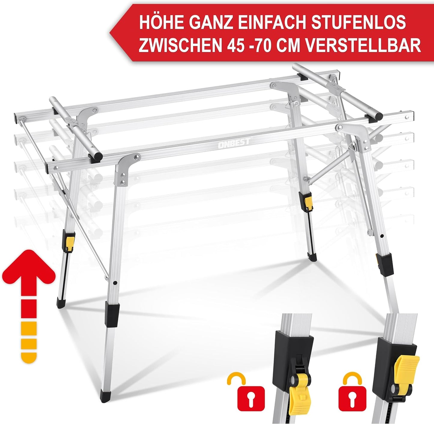 BITTE LESEN !!! Retourenware ! Camping Klapptisch Angeltisch Alugestell Gartentisch 2 Personen Silber