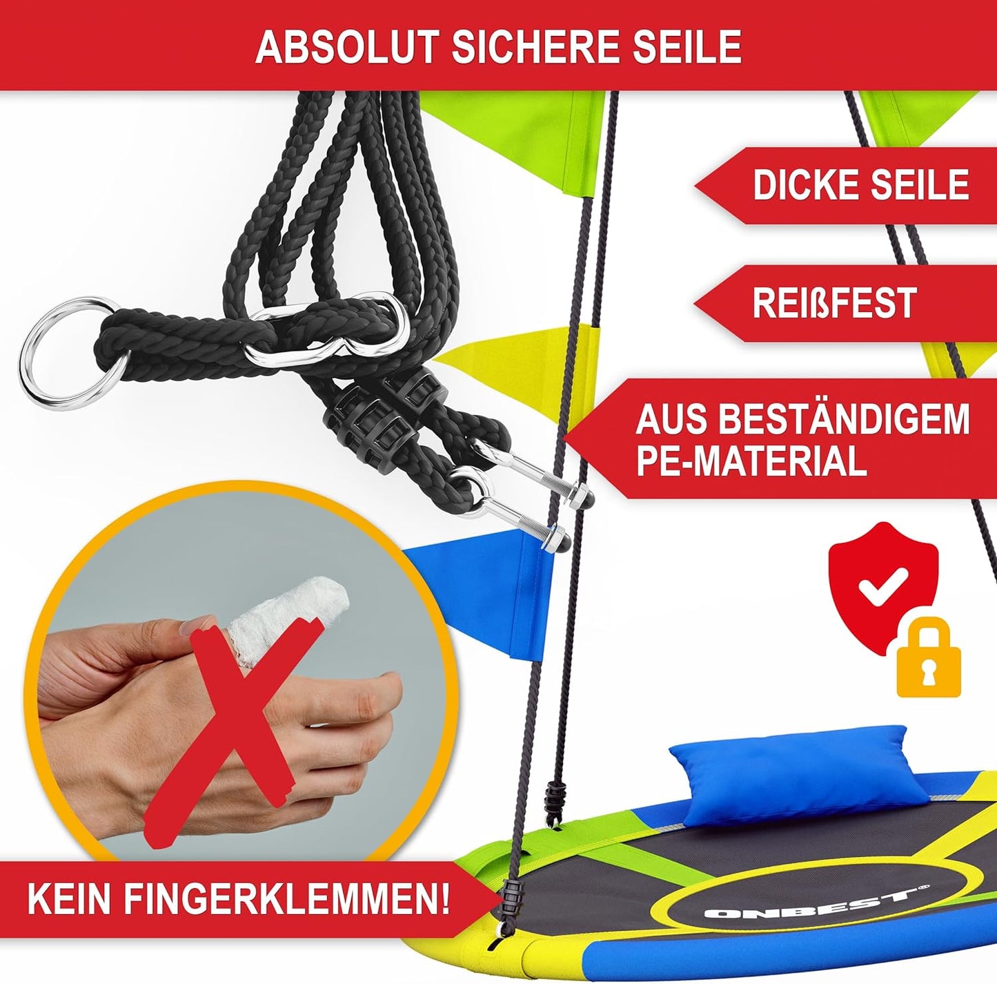 BITTE LESEN !!! Retourenware ! Hängeschaukel Nestschauckel Tellerschaukel 120T x 120B x 180H cm