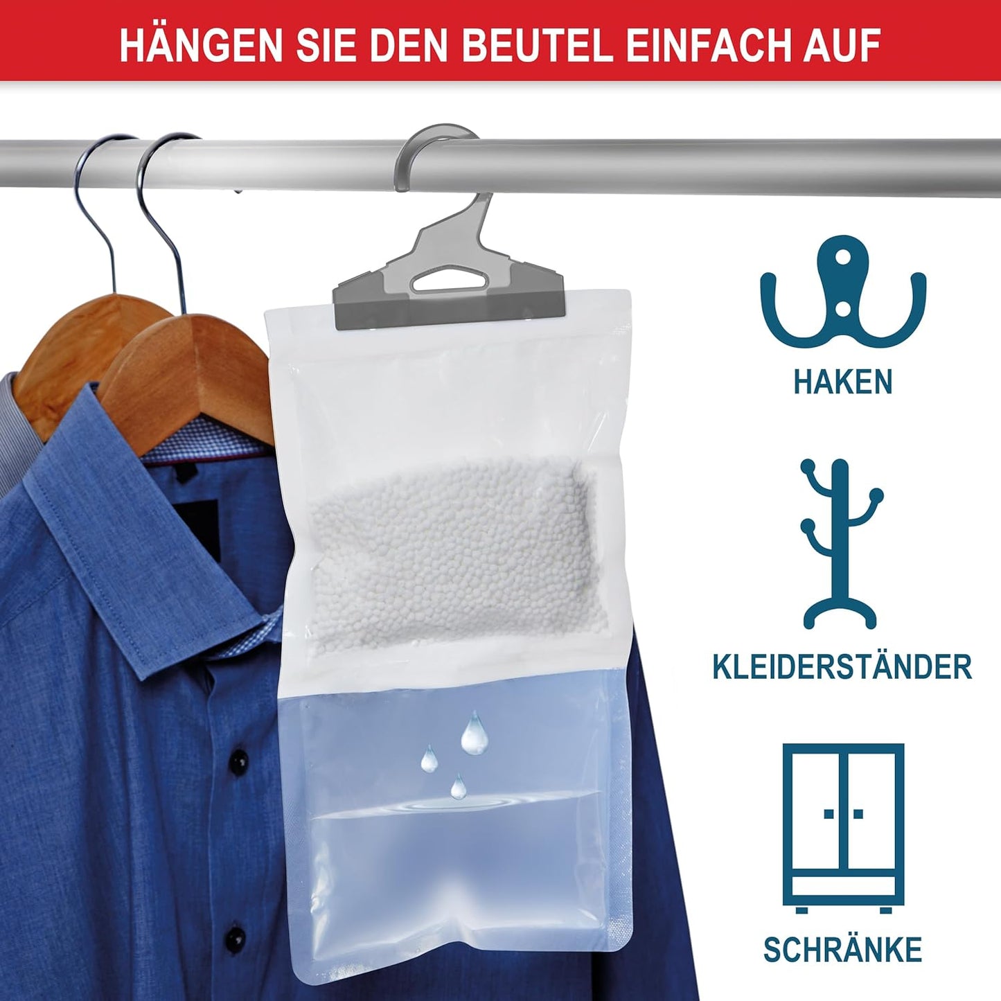 10x Luftentfeuchter Set zum Aufhängen Effektive Luftentfeuchter mit 500 ml Beutel