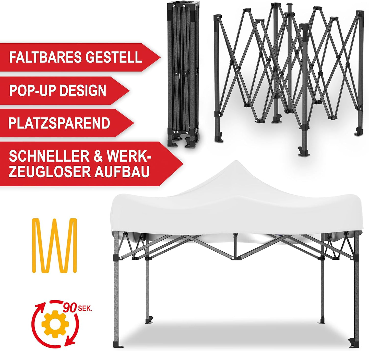 Pavillon Partyzelt Weiss Garten 3 x 3 Meter