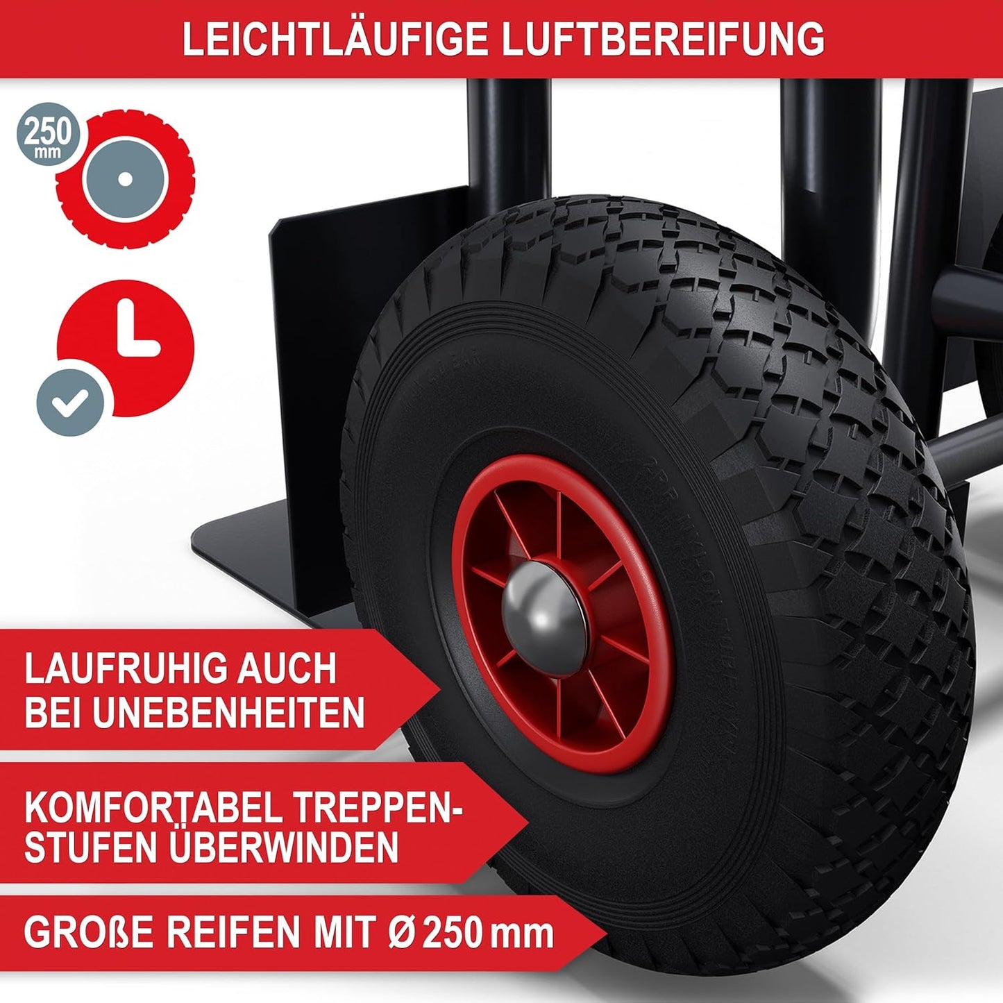 Sackkarre klappbar 200kg Tragkraft luftbefüllte Reifen Lastenkarre Transportkarre