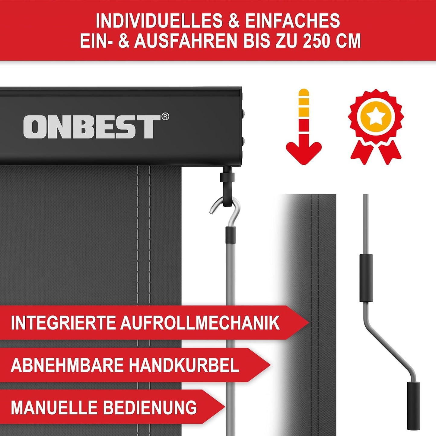 BITTE LESEN !!! Retourenware ! Senkrechtmarkise Markise Sonnenschutz Windschutz Anthrazit 160 x 250cm