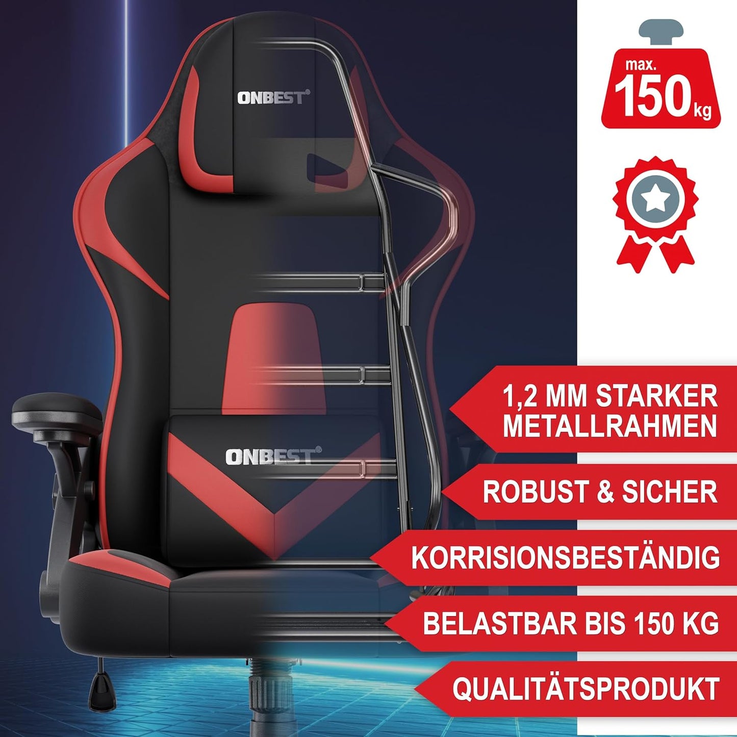 Gaming Stuhl PC Stuhl Schreibtischstuhl Bürostuhl Schwarz Rot