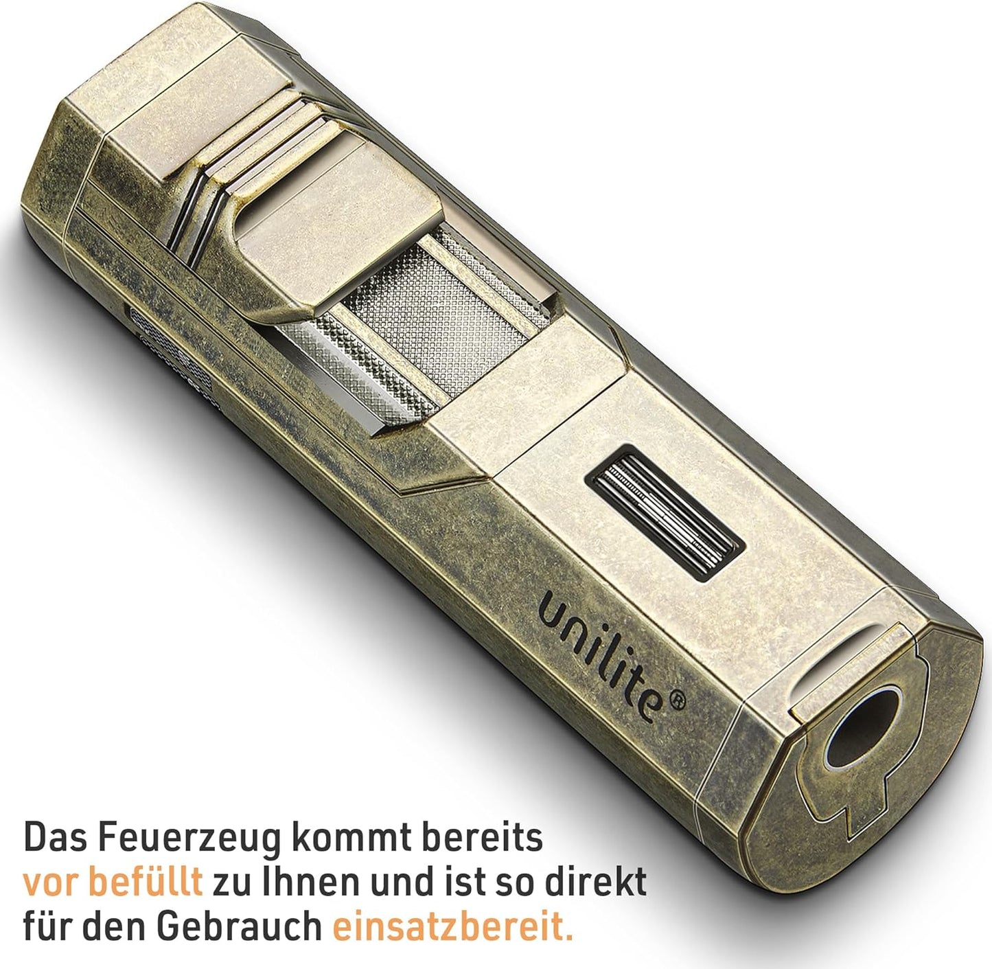 Unilite Feuerzeug Bronze Jet 491 Sturmfeuerzeug