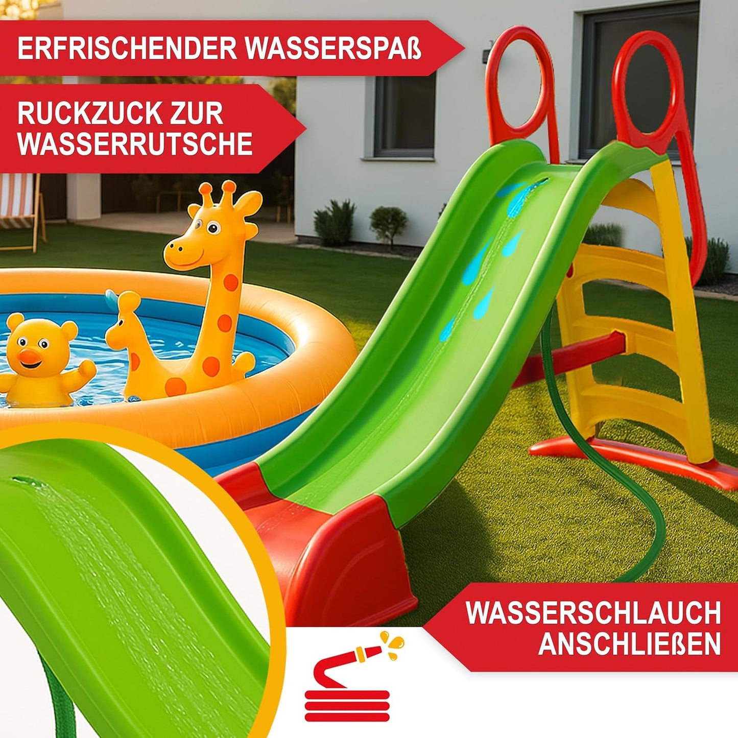 Kinderrutsche 180 cm Rutschbahn Babyrutsche ab 1 Jahr Kleinkind Outdoor Indoor
