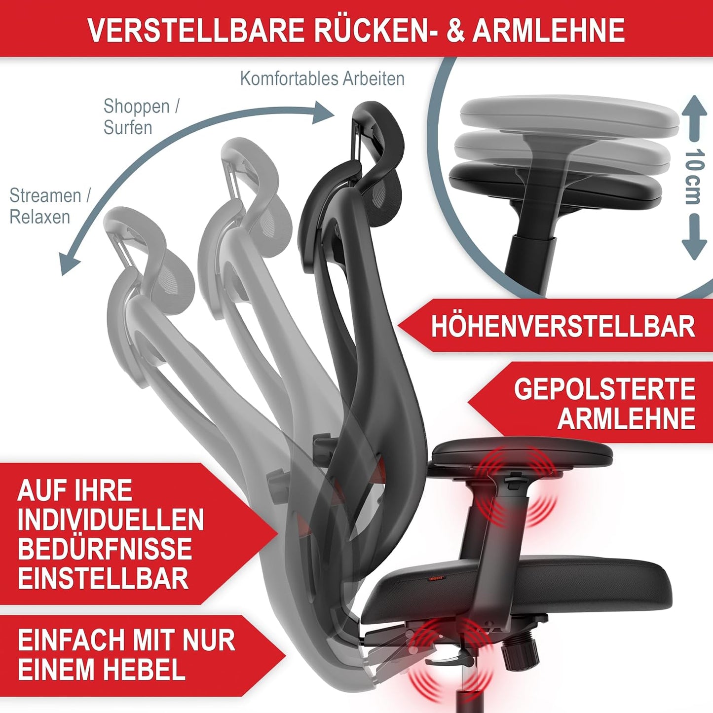 Bürostuhl PC Stuhl Schreibtischstuhl Schwarz