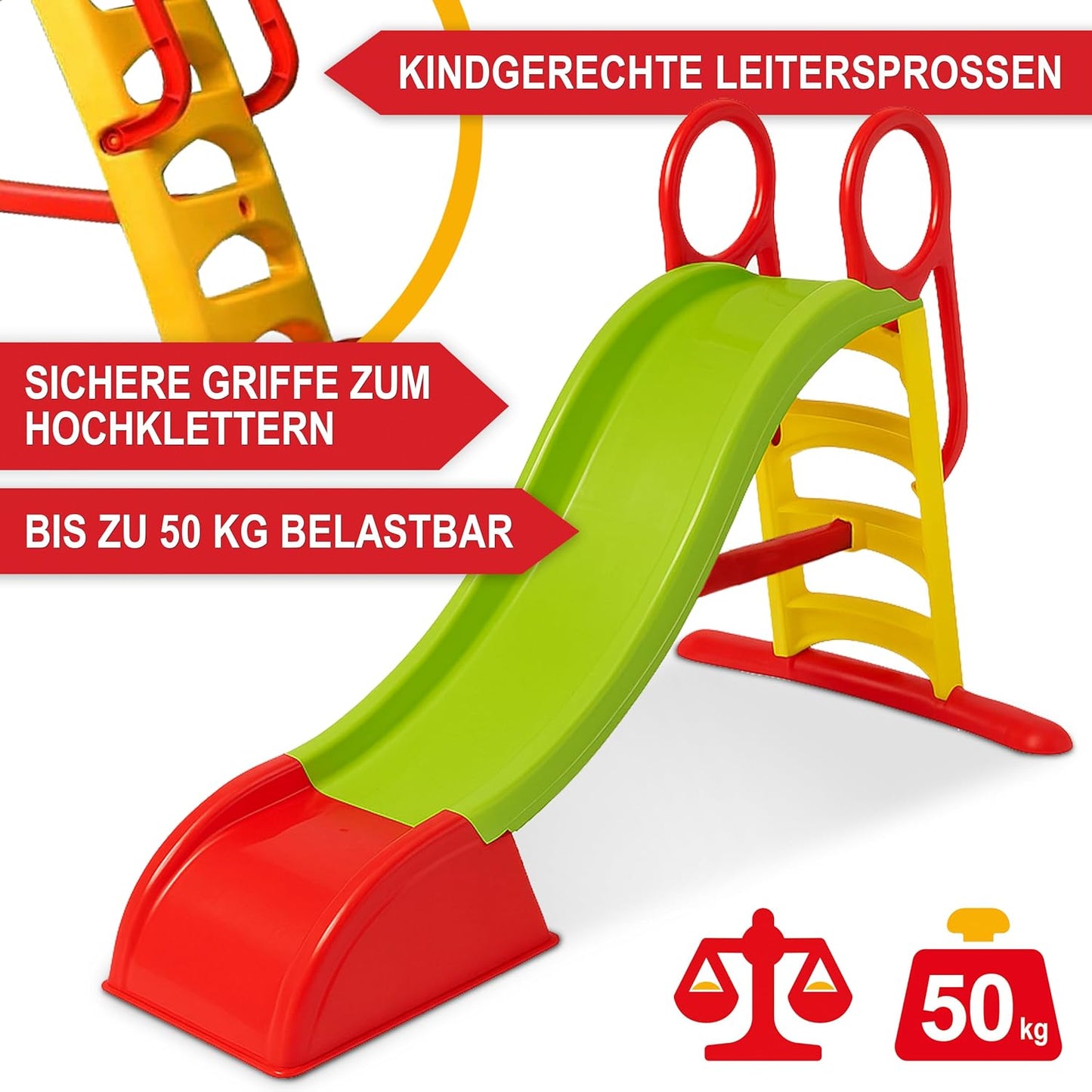 Kinderrutsche 180 cm Rutschbahn Babyrutsche ab 1 Jahr Kleinkind Outdoor Indoor